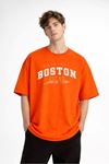 Boston - Baskılı Oversize Tişört TURUNCU
