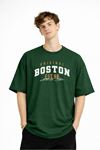 Boston - Baskılı Oversize Tişört HAKI