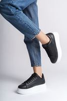 BIANA Bağcıklı Ortopedik Taban Kadın Sneaker Spor Ayakkabı CBT - Siyah