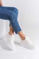 ALESSI Bağcıklı Ortopedik Taban Kadın Sneaker Spor Ayakkabı CBT - Kırık Beyaz