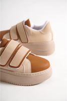 VALENCIA Bağcıksız Cırt Cırtlı Ortopedik Taban Kadın Sneaker Spor Ayakkabı CTT - Ten/Kahve