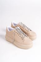 DELLA Bağcıklı Ortopedik Taban Taşlı Kadın Sneaker Spor Ayakkabı CTT - Ten