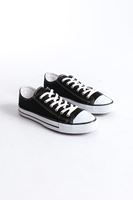 JY0422 Luke Bağcıklı Keten Kumaş Erkek Günlük Sneaker Ayakkabı KBT - Siyah