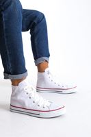JY0423 AXE Bağcıklı Keten Kumaş Erkek Günlük Sneaker Ayakkabı KBT - Beyaz