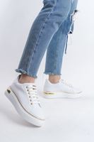 MINA Bağcıklı Ortopedik Taban Kadın Sneaker Spor Ayakkabı CBT - Beyaz/Altın