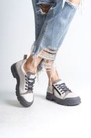 AGATHA Bağcıklı Fermuarlı Ortopedik Taban Kadın Sneaker Spor Ayakkabı CGT - Krem