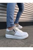JY155 Warrior Bağcıklı ve Fermuarlı Cilt Süet Erkek Günlük Sneaker Ayakkabı CSBT - Beyaz/Gri