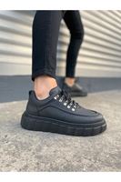 JY010 Cloud Bağcıklı Cilt Erkek Günlük Sneaker Ayakkabı CST - Siyah