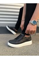 JY155 Warrior Bağcıklı ve Fermuarlı Cilt Erkek Günlük Sneaker Ayakkabı CBT - Siyah