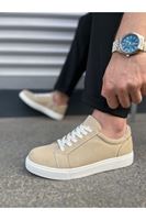 JY165 Elite Bağcıklı Süet Erkek Günlük Sneaker Ayakkabı SBT - Krem