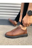 JY0535 Prime Bağcıklı Cilt Erkek Günlük Sneaker Ayakkabı CST - Taba