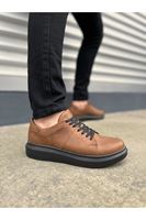 JY151 Boost Bağcıklı Cilt Erkek Günlük Sneaker Ayakkabı CST - Taba