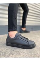 JY122 Mode Bağcıklı Cilt Erkek Günlük Sneaker Ayakkabı CST - Siyah