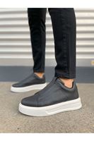 JY007 Alba Bağcıksız Cilt Erkek Günlük Sneaker Ayakkabı CBT Siyah