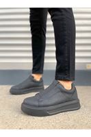 JY007 Alba Bağcıksız Cilt Erkek Günlük Sneaker Ayakkabı CST Siyah