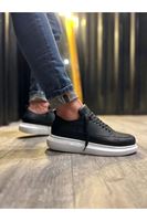 JY914 Drake Bağcıklı Cilt Erkek Günlük Sneaker Ayakkabı CBT Siyah