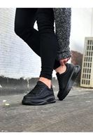 JY507 Alone Bağcıklı Cilt Erkek Günlük Sneaker Ayakkabı CST Siyah