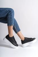 BIANA Bağcıklı Ortopedik Taban Kadın Sneaker Spor Ayakkabı CBT - Siyah