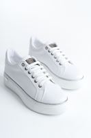 MINA Bağcıklı Ortopedik Taban Kadın Sneaker Spor Ayakkabı CBT - Beyaz/Gümüş