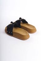 DILA Kalın ve Ortopedik Taban Ayıcıklı Saten Kadın Terlik SKT - Siyah
