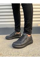 JY155 Warrior Bağcıklı ve Fermuarlı Cilt Erkek Günlük Sneaker Ayakkabı CST - Siyah