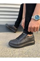 JY155 Warrior Bağcıklı ve Fermuarlı Cilt Erkek Günlük Sneaker Ayakkabı CST - Siyah