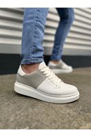 JY151 Boost Bağcıklı Cilt Süet Erkek Günlük Sneaker Ayakkabı CSBT - Beyaz/Gri