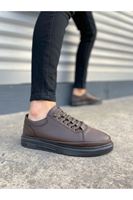 JY0535 Prime Bağcıklı Cilt Erkek Günlük Sneaker Ayakkabı CST - Kahverengi