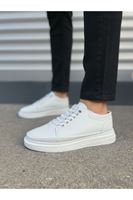 JY0535 Prime Bağcıklı Cilt Erkek Günlük Sneaker Ayakkabı CBT - Beyaz
