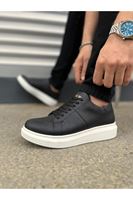 JY151 Boost Bağcıklı Cilt Erkek Günlük Sneaker Ayakkabı CBT - Siyah