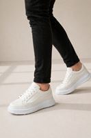 JY507 Dara Bağcıklı Cilt Erkek Günlük Sneaker Ayakkabı CBT Beyaz