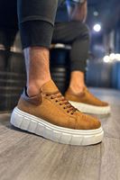 JY144 Volt Bağcıklı Süet Erkek Günlük Sneaker Yüksek Taban Ayakkabı SBT Taba