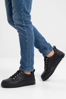 JY-T14 Vento Bağcıklı Cilt Erkek Günlük Spor Klasik Ayakkabı CST - Siyah