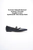 Isolde Kadın Lacivert Kroko Babet Ayakkabı