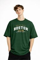 Boston - Baskılı Oversize Tişört HAKI