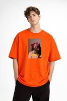 Blurry - Oversize Erkek Tişört TURUNCU