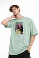 Blurry - Oversize Erkek Tişört SU YESILI