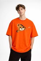 CH - Bear Baskılı Oversize Tişört TURUNCU