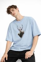 Deer - Oversize Erkek Tişört Bebek Mavisi