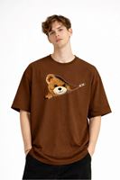 CH - Bear Baskılı Oversize Tişört KAHVE