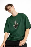 Deer - Oversize Erkek Tişört HAKI