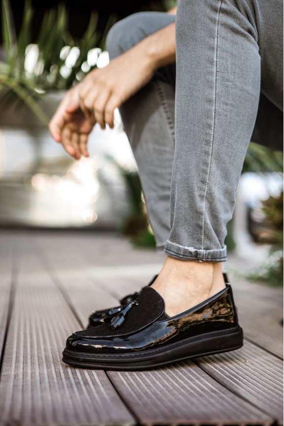 CH002 RST Loafer Verniciata Erkek Ayakkabı SIYAH