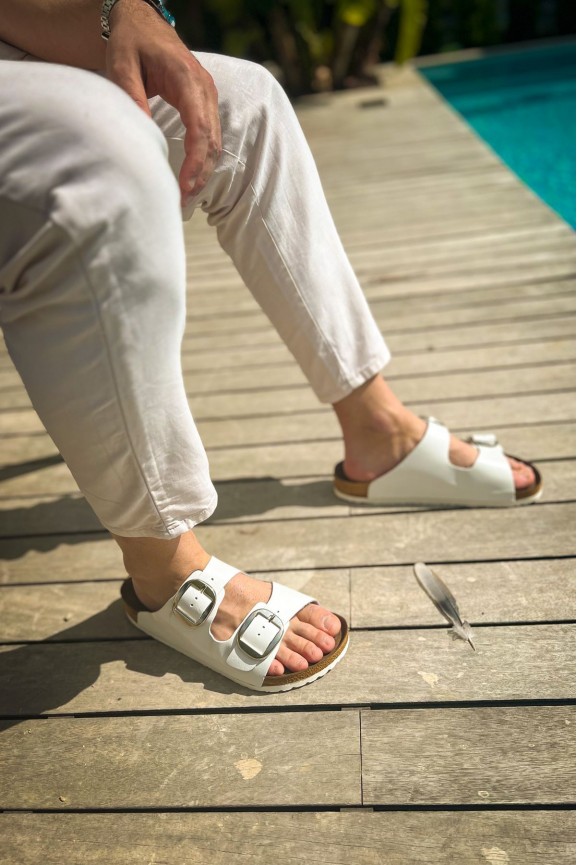 TRL001 - Chekich Deri Terlik BEYAZ