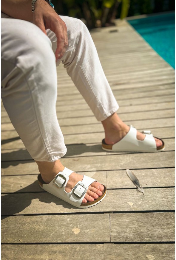 TRL001 - Chekich Deri Terlik BEYAZ