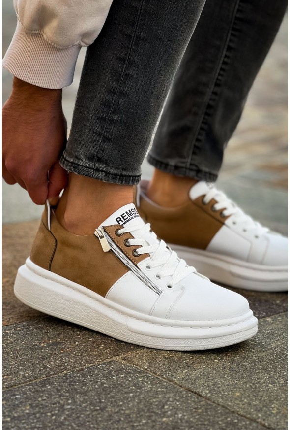 RS601 - Lüx Süet Erkek Ayakkabı Beyaz/Vızon